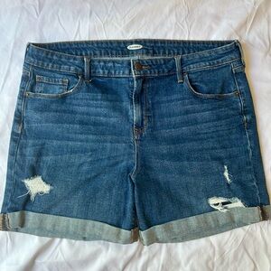 Old Navy High Waisted Jean Shorts 3” Inseam Medium Wash Distressed  -Size 14
